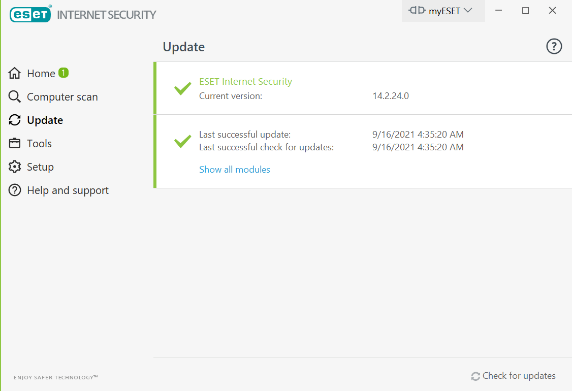 Eset Internet Security update